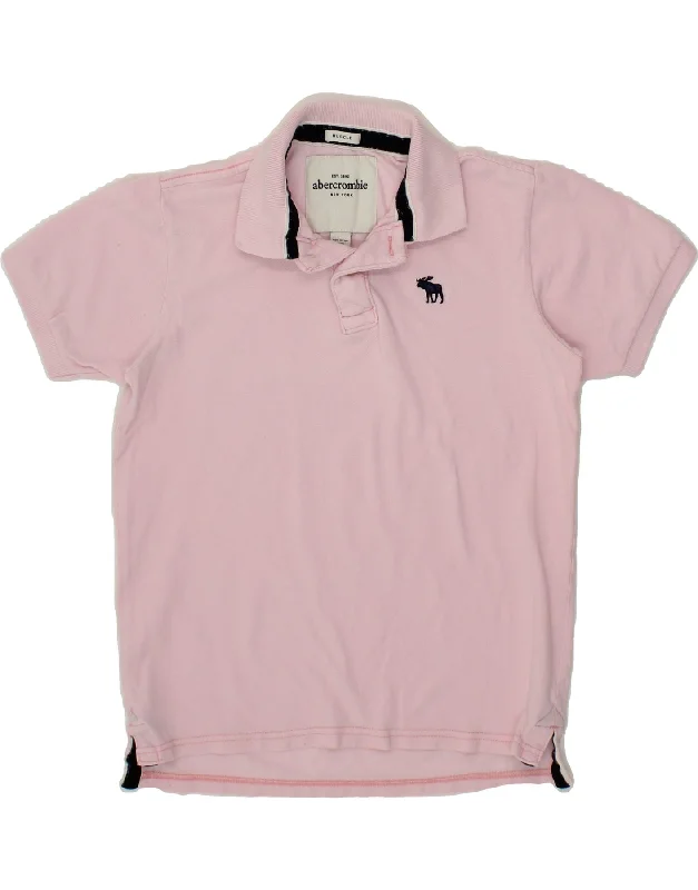 modern hoodies for men -ABERCROMBIE & FITCH Boys Muscle Polo Shirt 12-13 Years Medium Pink Cotton