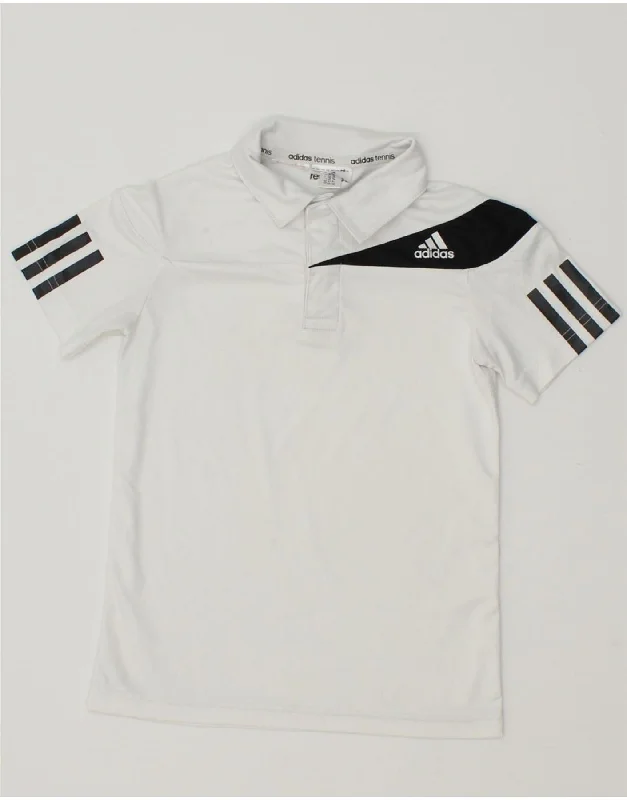 men's classic pullovers -ADIDAS Boys Climalite Polo Shirt 2-3 Years White Colourblock