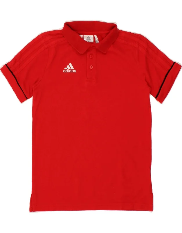 men's classic pullovers -ADIDAS Boys Climalite Polo Shirt 9-10 Years Small Red Cotton