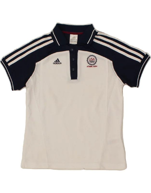 men's printed hoodies -ADIDAS Girls Athens Polo Shirt 10-11 Years Small  White Colourblock