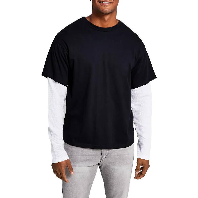 performance sweatshirts for men -And Now This Mens Layered Oversized T-Shirt