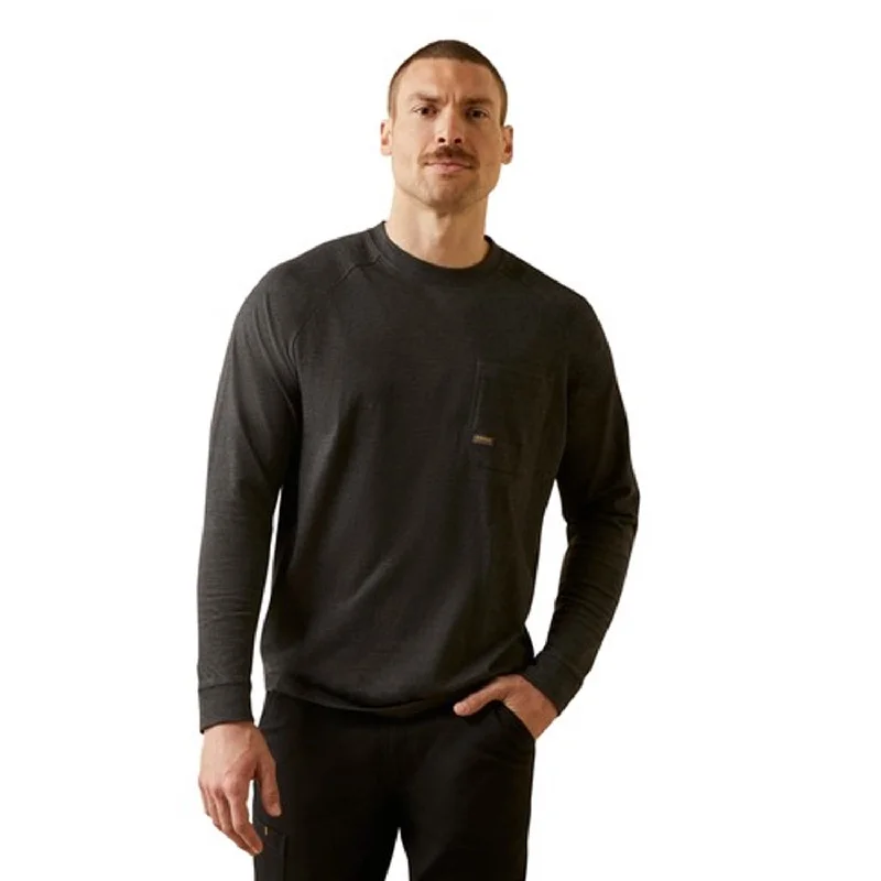 men's fleece sweatshirts -Ariat Men's Rebar Cotton Strong Long Sleeve T-Shirt_Charcoal Heather