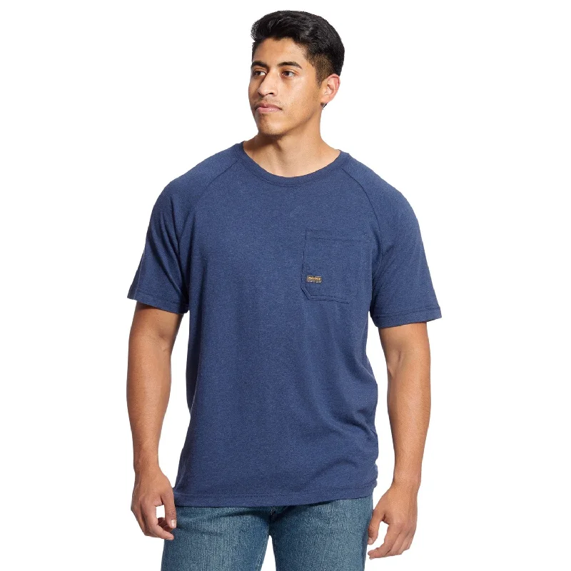 stylish hoodies for men -Ariat Men's Rebar CottonStrong T-Shirt_Navy Heather