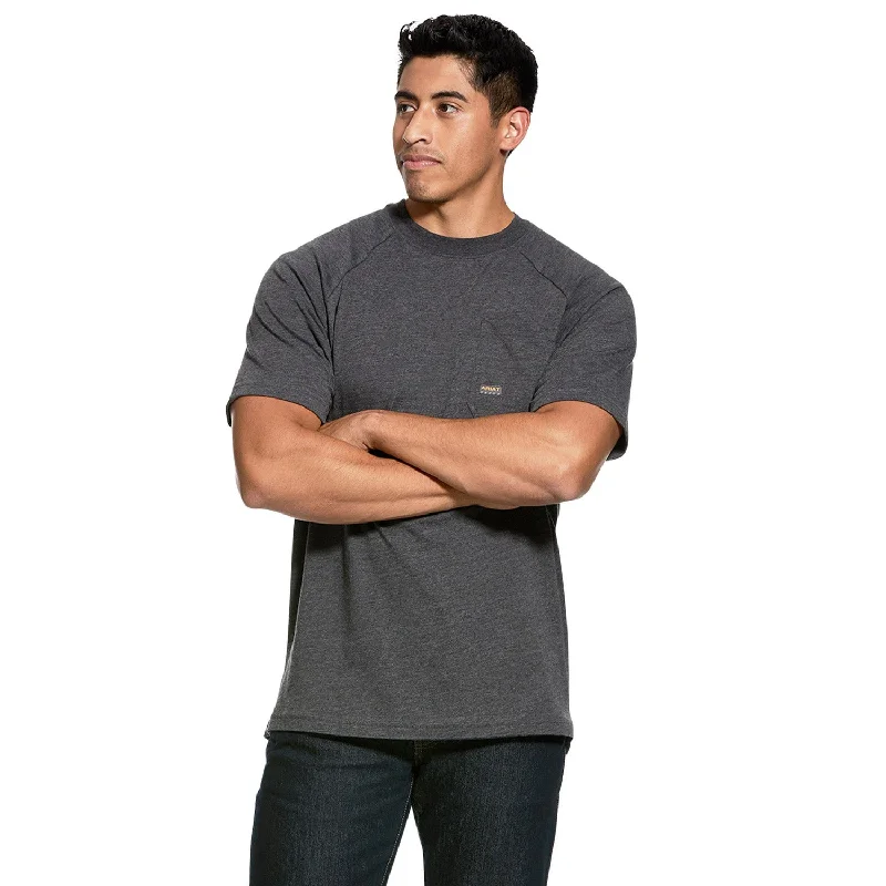 men's hoodies for winter -Ariat Men's Rebar CottonStrong T-Shirt_Charcoal Heather