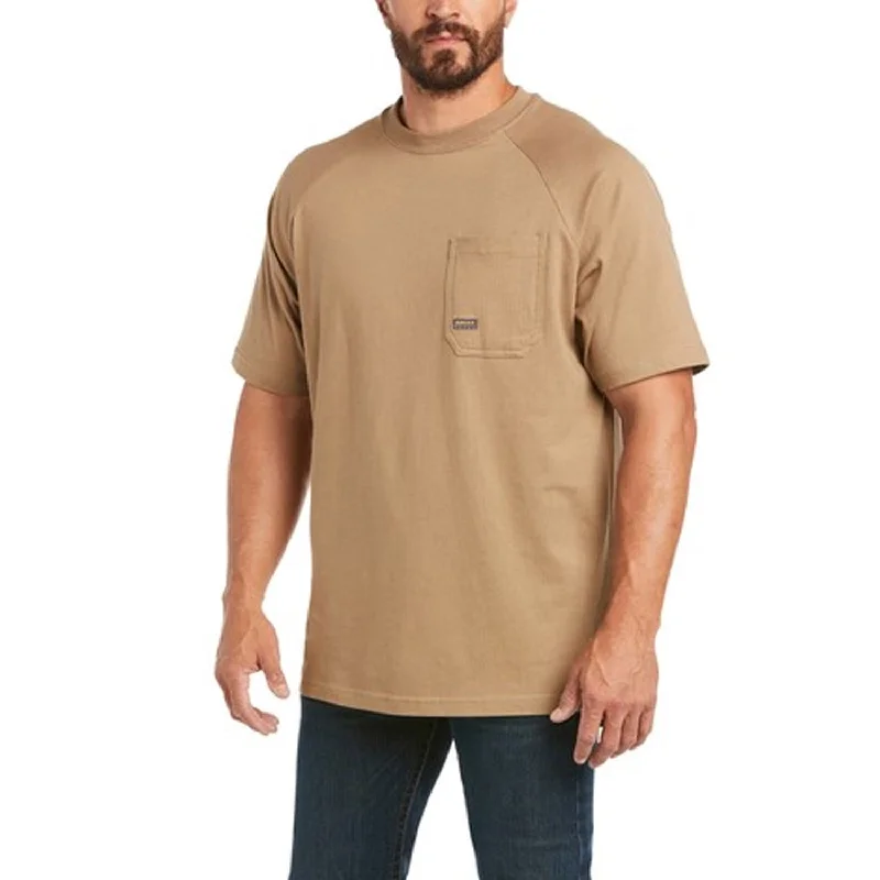 men's athletic hoodies -Ariat Men's Rebar CottonStrong T-Shirt_Khaki