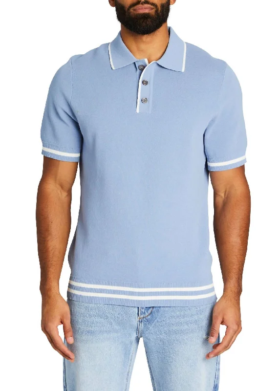 Axel Slim Fit Polo In Baby Blue W White