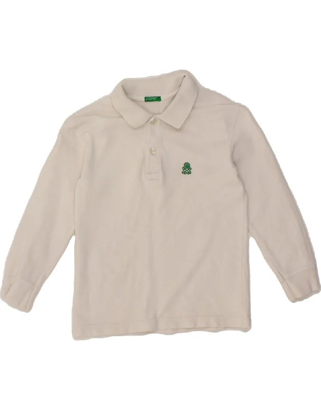 high-quality sweatshirts for men -BENETTON Boys Long Sleeve Polo Shirt 3-4 Years White