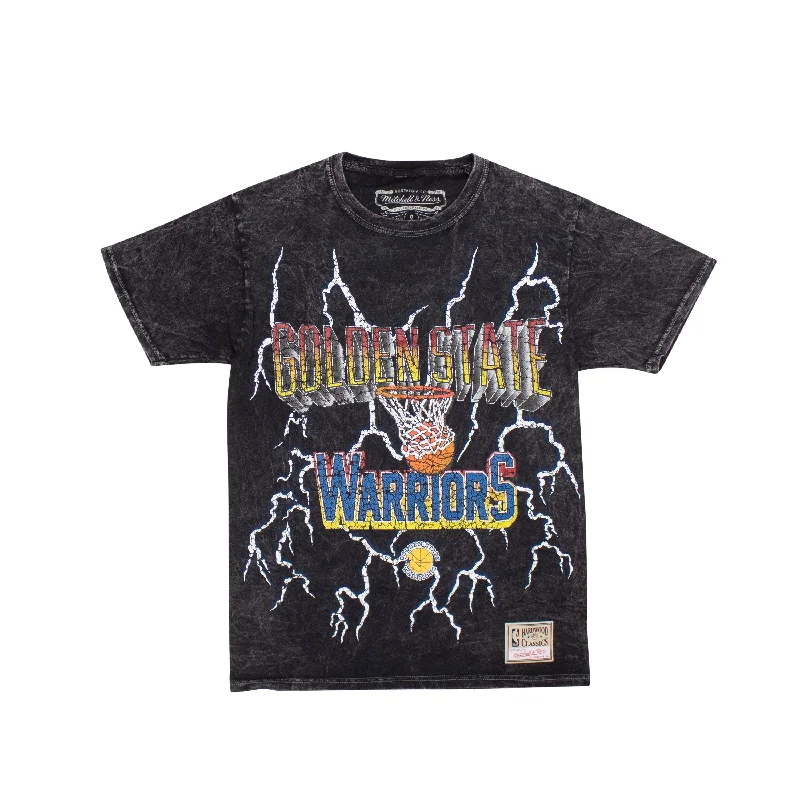 workout hoodies for men -Black NBA Vintage Lightning Warriors T-Shirt