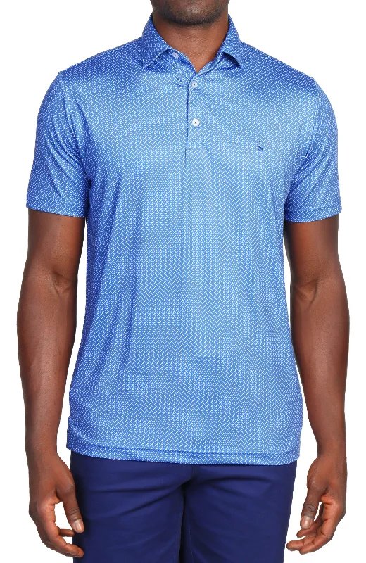 Blue Golf Tee Print Performance Polo