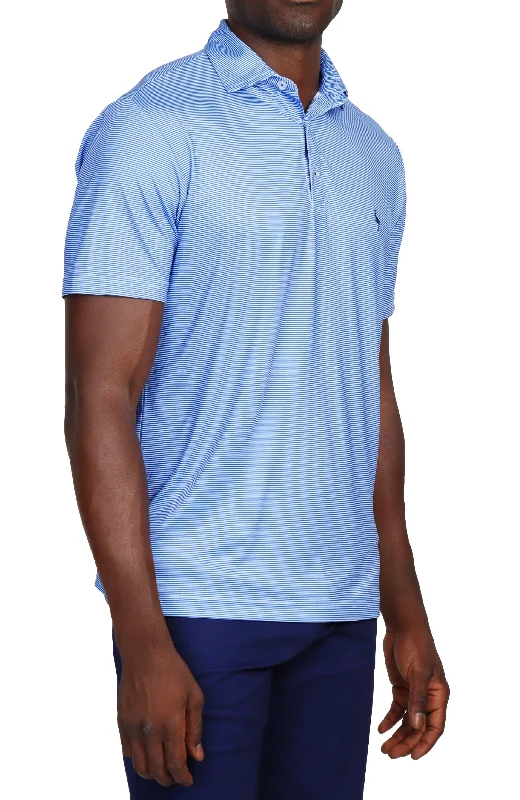 Blue Micro Stripe Performance Polo