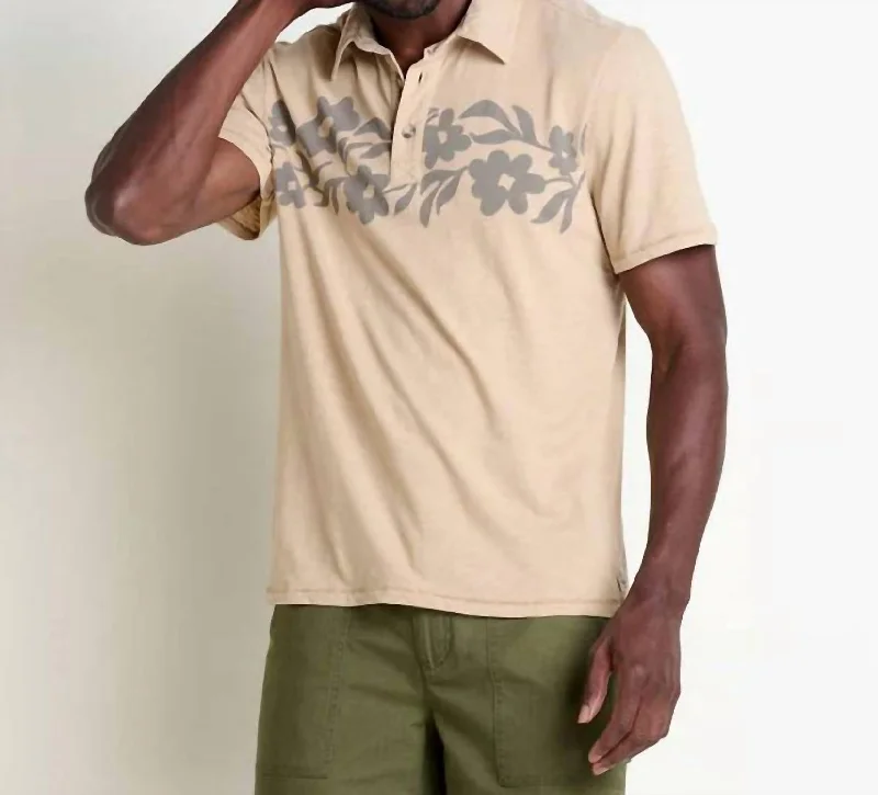 Boundless Jersey Polo Shirt In Chai Chest Print