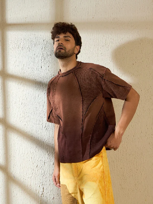 Brown Ombre Cut & Sew Oversized Tshirt