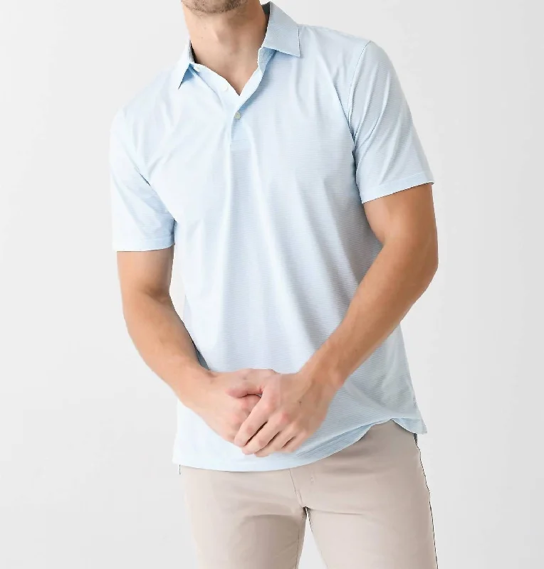 Brrr-Eeze Meadowbrook Stripe Polo Shirt In Clearwater Blue