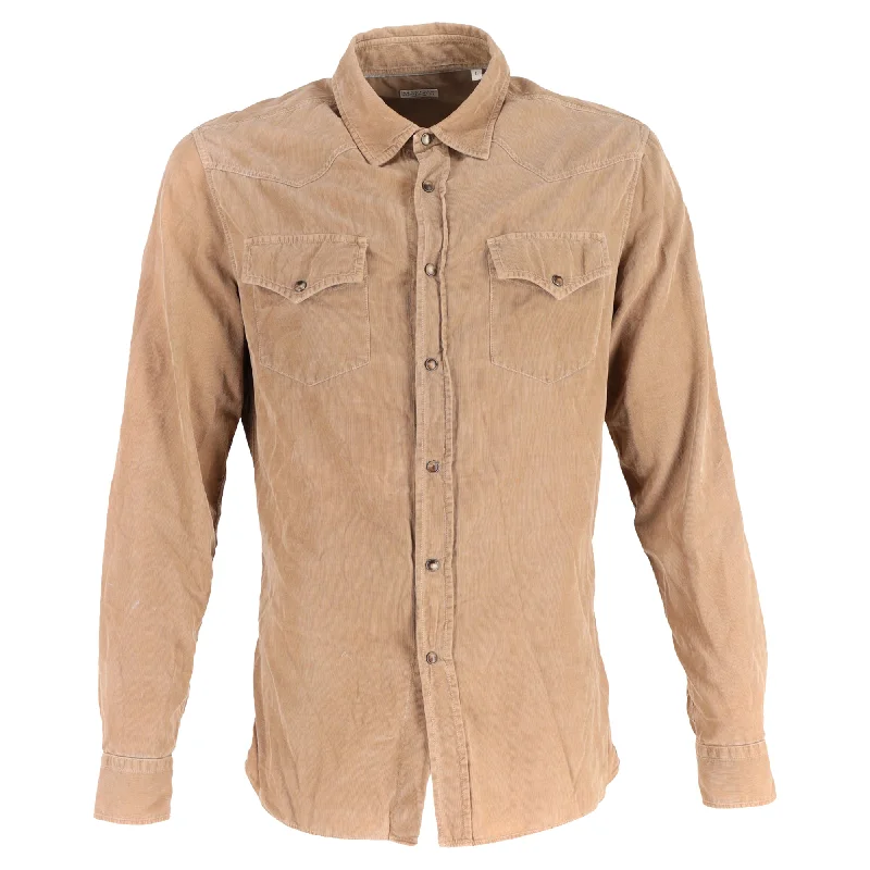 Brunello Cucinelli Western Shirt in Brown Corduroy