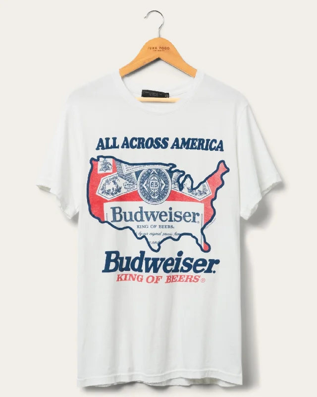 winter-ready sweatshirts for men -Budweiser Flag Logo Vintage Tee