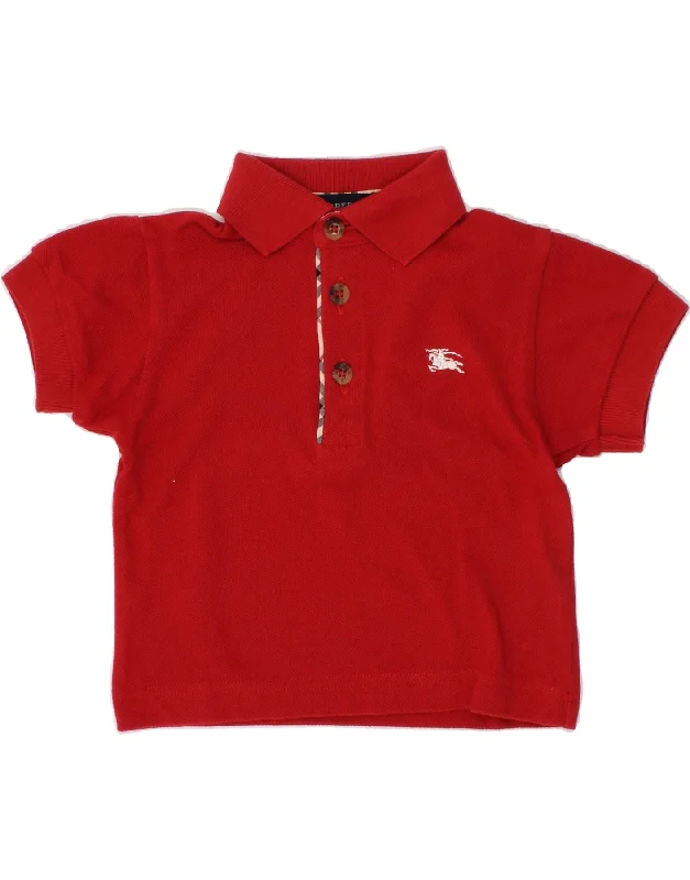 stylish hoodies for men -BURBERRY Baby Boys Polo Shirt 3-6 Months Red Cotton