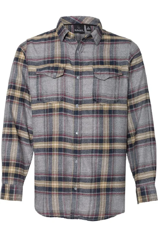 Burnside Snap Front Long Sleeve Plaid Flannel Shirt