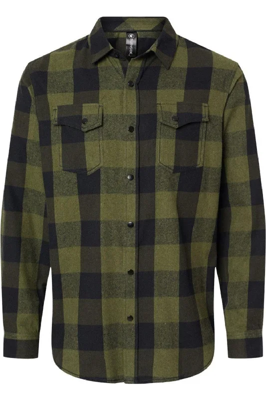 Burnside Snap Front Long Sleeve Plaid Flannel Shirt