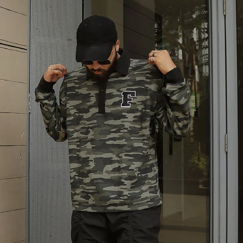 Camo Fleece Warm Polo Neck Tshirt