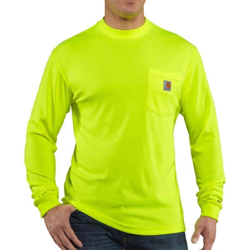 casual hoodies for men -Carhartt Men's Force Color Enhanced Hi-Vis Long Sleeve T-Shirt