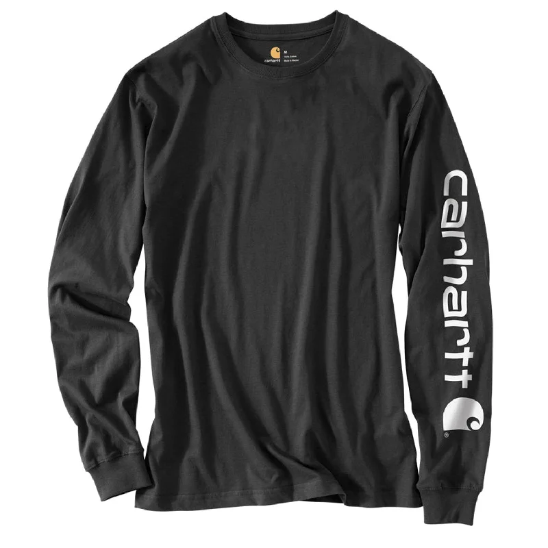 seasonal hoodies for men -Carhartt Men's Signature Logo Long Sleeve T-Shirt_Black