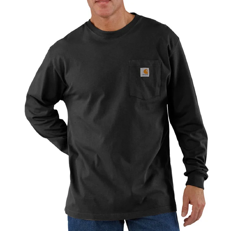 men's pull-over sweatshirts -Carhartt Men's Long Sleeve Pocket T-Shirt_Black