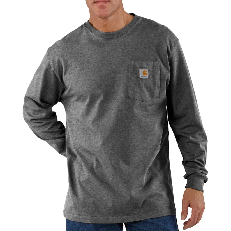 men's casual sweatshirts -Carhartt Men's Long Sleeve Pocket T-Shirt_Carbon Heather