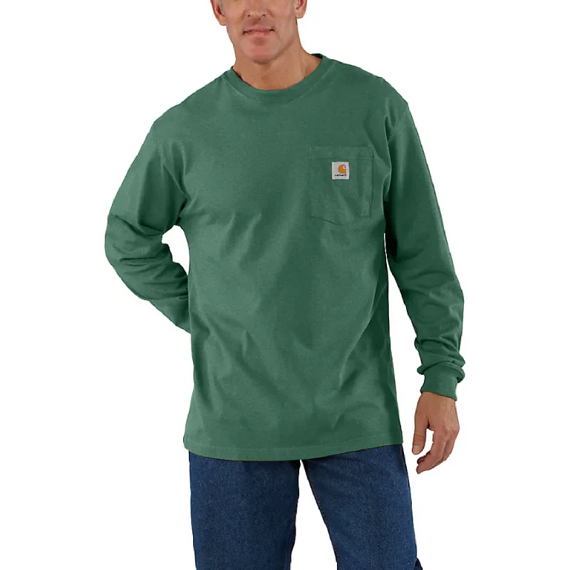 custom sweatshirts for men -Carhartt Men's Long Sleeve Pocket T-Shirt_Frosted Balsam Heather