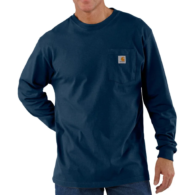 men's hoodies with pockets -Carhartt Men's Long Sleeve Pocket T-Shirt_Navy