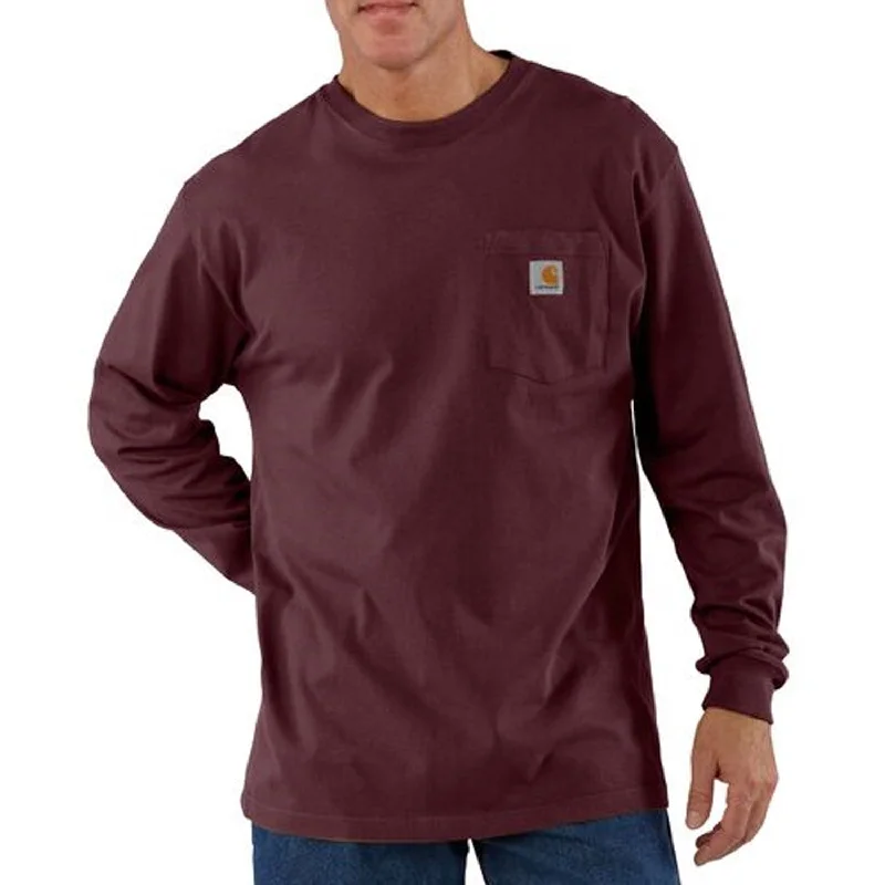 athletic-inspired sweatshirts for men -Carhartt Men's Long Sleeve Pocket T-Shirt_Port