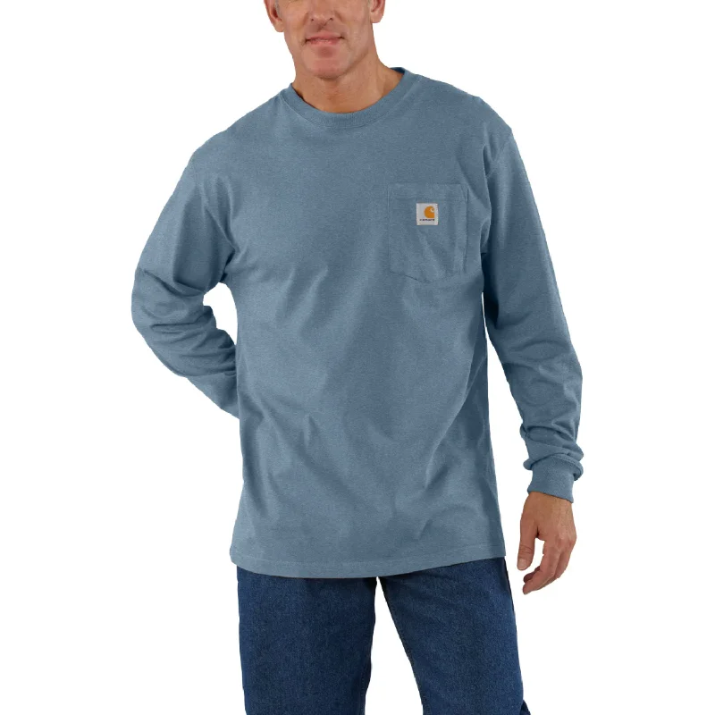 light hoodies for men -Carhartt Men's Long Sleeve Pocket T-Shirt_Thundercloud Heather