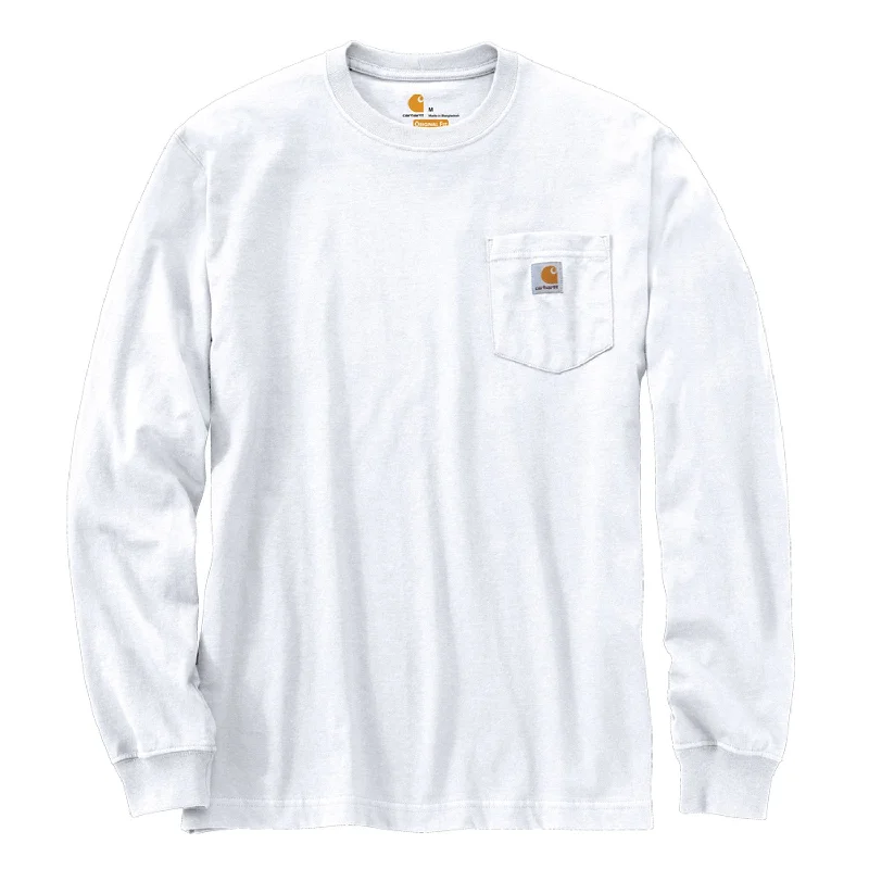 athletic sweatshirts for men -Carhartt Men's Long Sleeve Pocket T-Shirt_White