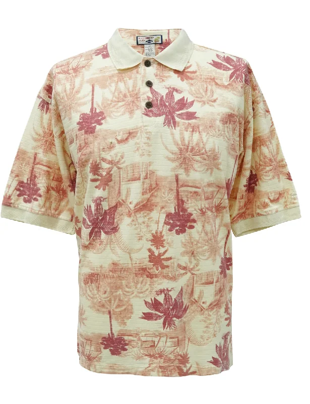 men's hoodies for casual outings -Caribbean Joe Hawaiian Button Front Polo Shirt - M