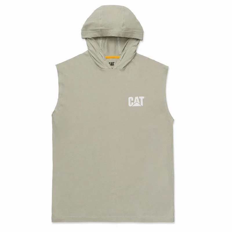 minimalist sweatshirts for men -CAT Men's Hooded Sleeveless T-Shirt