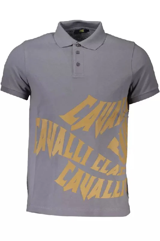 Cavalli Class Sleek  Cotton Polo with Classic Men's Print