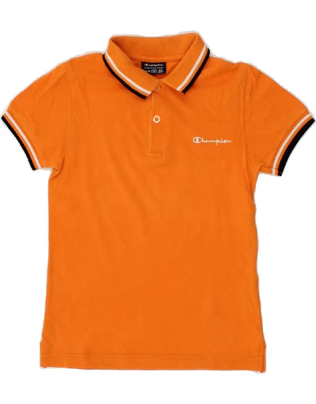 men's hoodie sweatshirt -CHAMPION Boys Polo Shirt 5-6 Years XS Orange Cotton