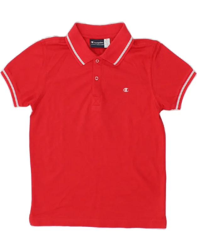 men's sweatshirts with designs -CHAMPION Boys Polo Shirt 7-8 Years Small Red