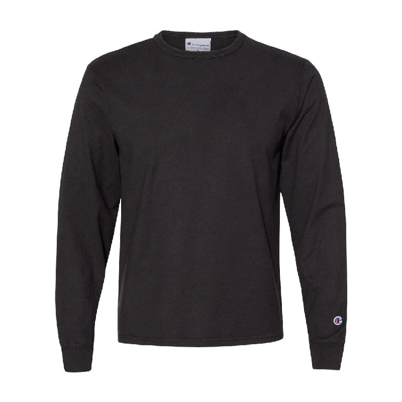 eco-friendly sweatshirts for men -Champion Garment-Dyed Long Sleeve T-Shirt