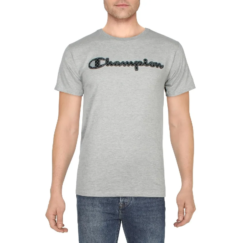 men's zippered sweatshirts -Champion Mens Logo Heathered Graphic T-Shirt