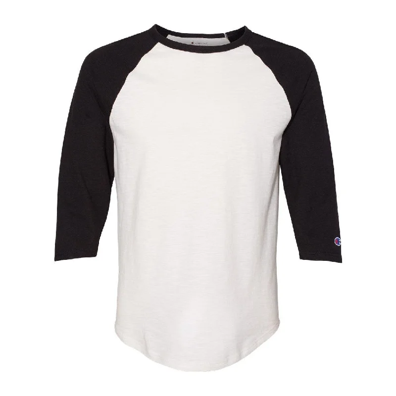 men's hoodies with logo -Champion Premium Fashion Raglan Three-Quarter Sleeve Baseball T-Shirt