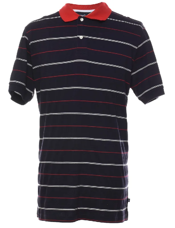 athletic-inspired sweatshirts for men -Chaps Black & Red Striped Polo Shirt - L