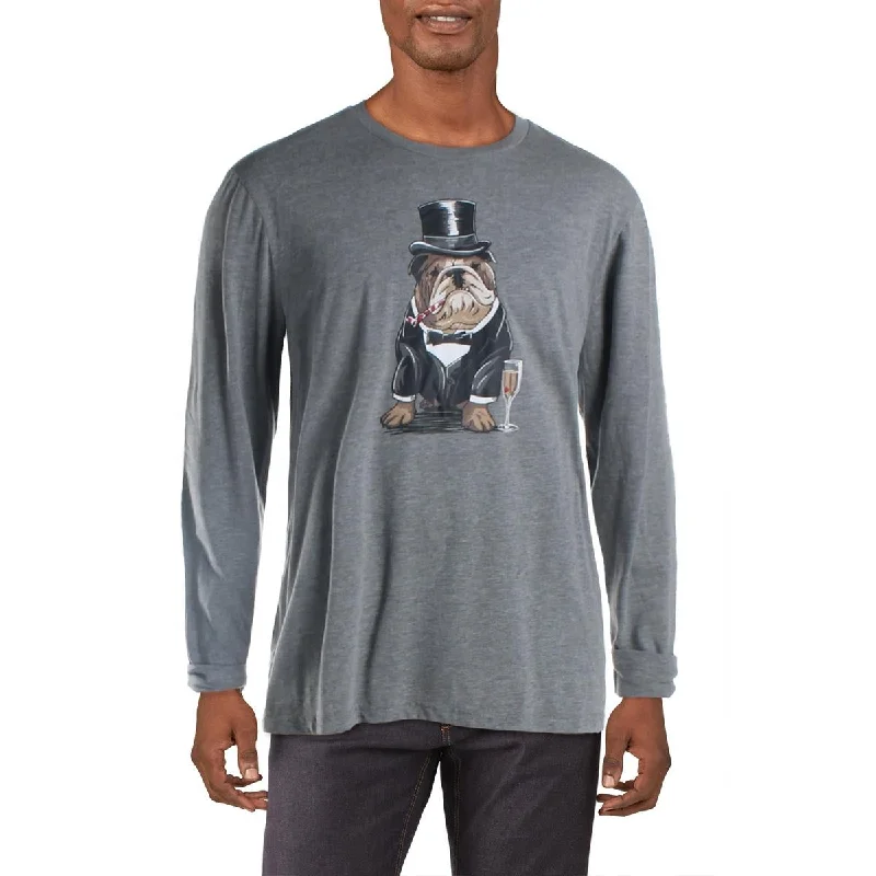 basic hoodies for men -Club Room Mens Bulldog Tuxedo Graphic Crewneck T-Shirt