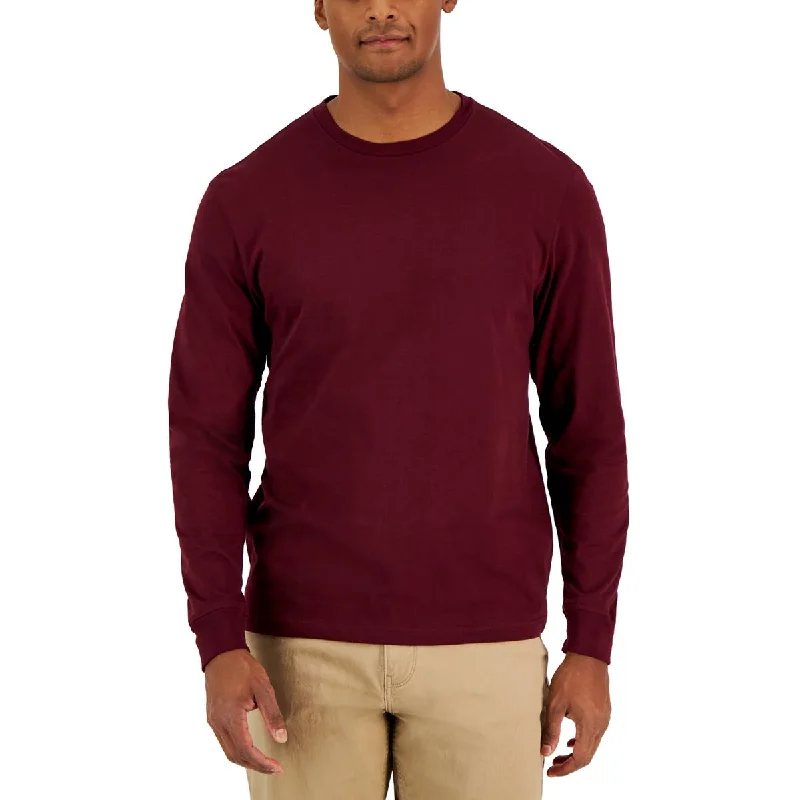 men's long sleeve sweatshirts -Club Room Mens Crewneck Long Sleeve T-Shirt