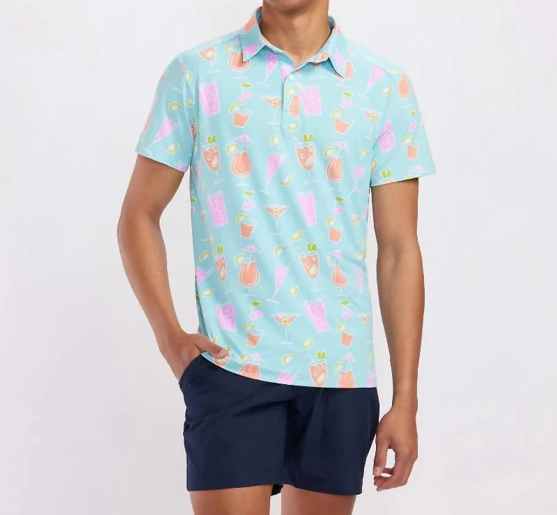 Cocktail Caddy Golf Polo In Blue Multi