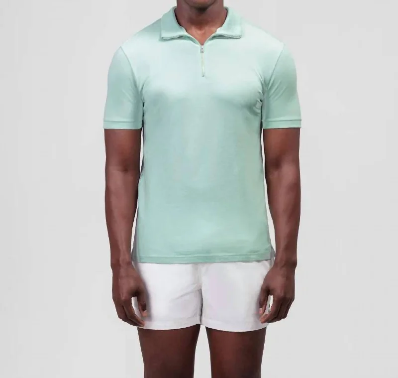 Cotton Piqué Polo In Pistachio Green