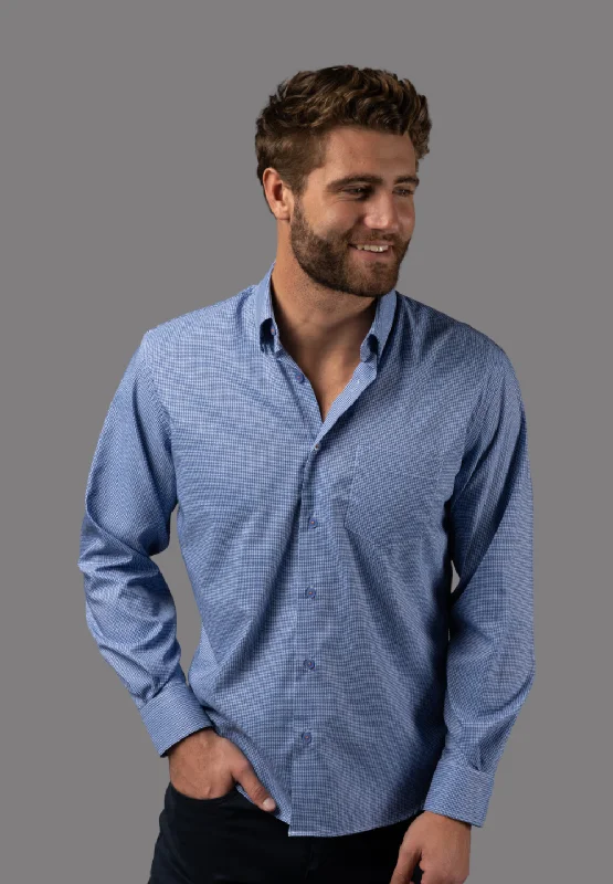 Dark Blue and White Check Shirt