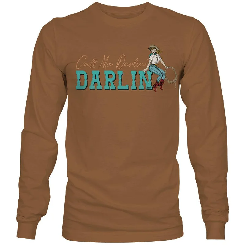 workout hoodies for men -"Darlin" Light Brown Long Sleeve T-shirt