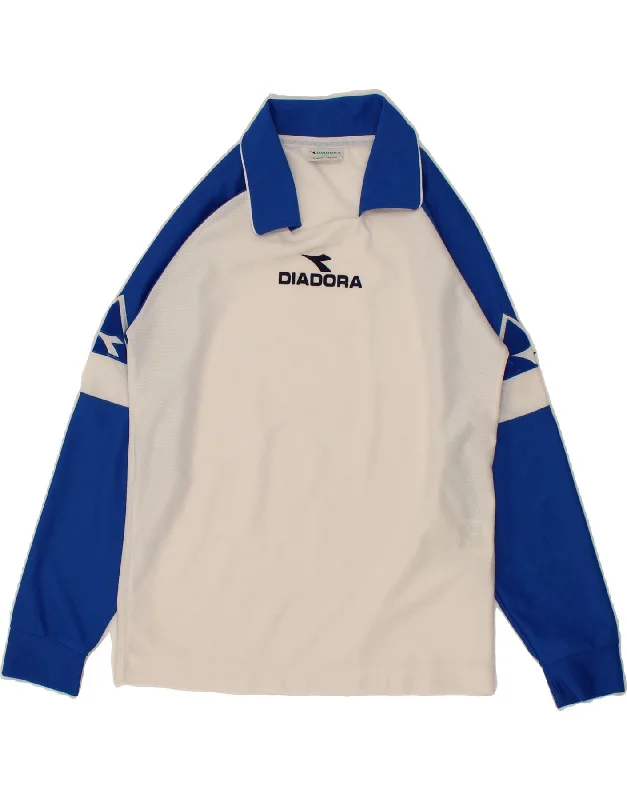 sports sweatshirts for men -DIADORA Boys Graphic Long Sleeve Polo Shirt 11-12 Years XL White