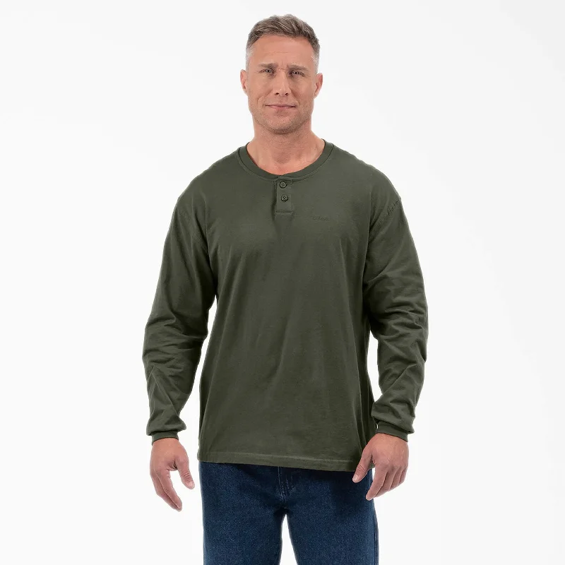 plain hoodies for men -Dickies Long Sleeve Henley T-Shirt