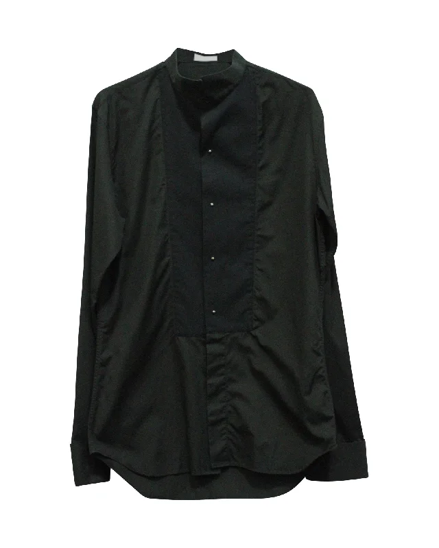 Dior Two Tone Buttondown Shirt in Black Cotton